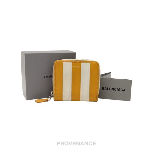 🔴 Balenciaga Bazaar Zip Wallet - Yellow Striped - Picture 1 of 12